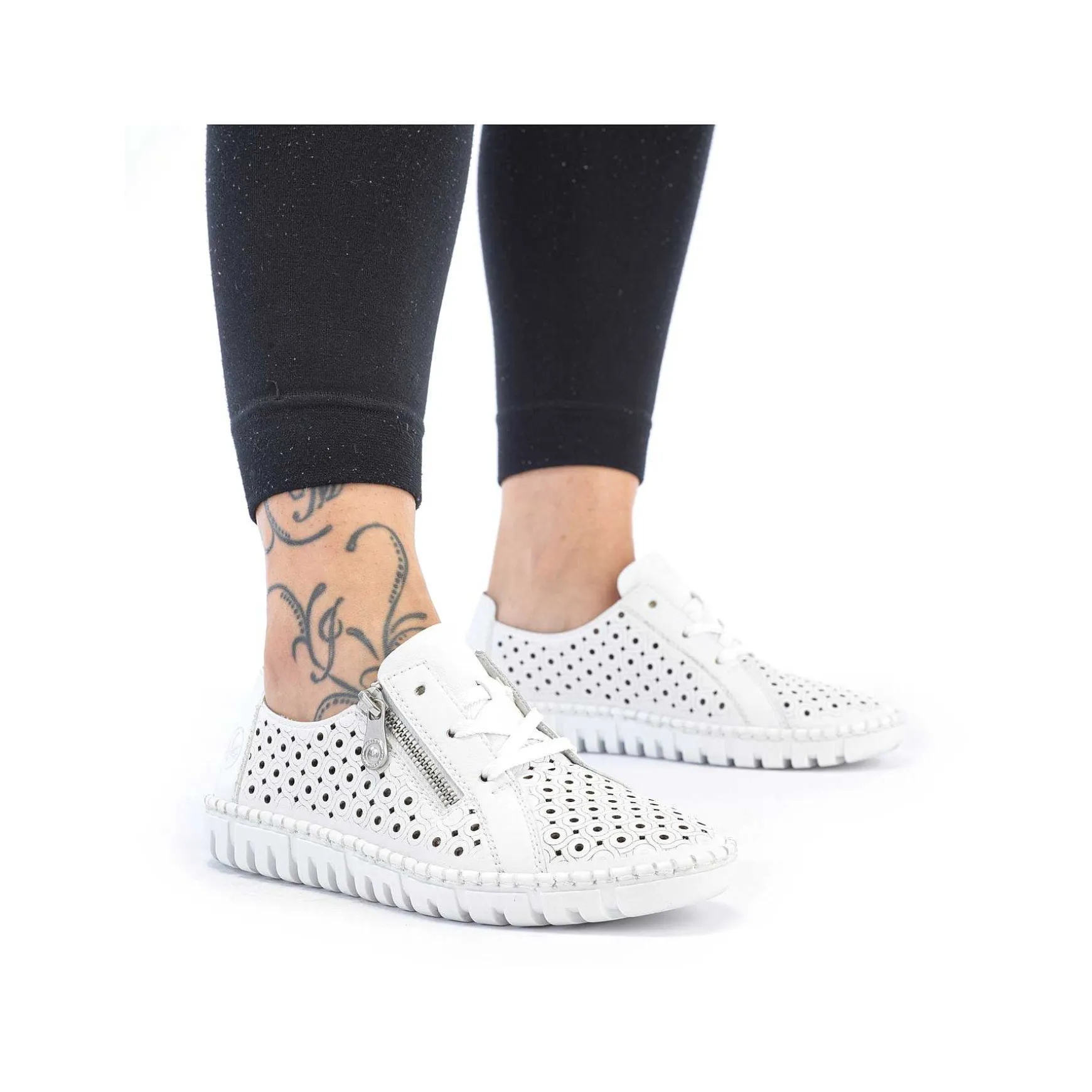 Rieker Women'S Laced Shoes Pearl White