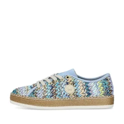 Rieker Women'S Lace-Up Shoes Multi-Sky Blue