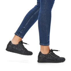 Rieker Women'S Lace-Up Shoes Black Metallic