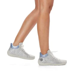 Rieker Women'S Lace-Up Shoes Silver Gray-Sky Blue