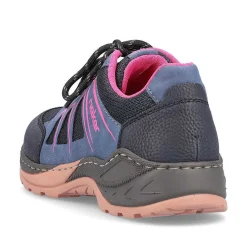 Rieker Women'S Lace-Up Shoes Navy Blue-Raspberry Red