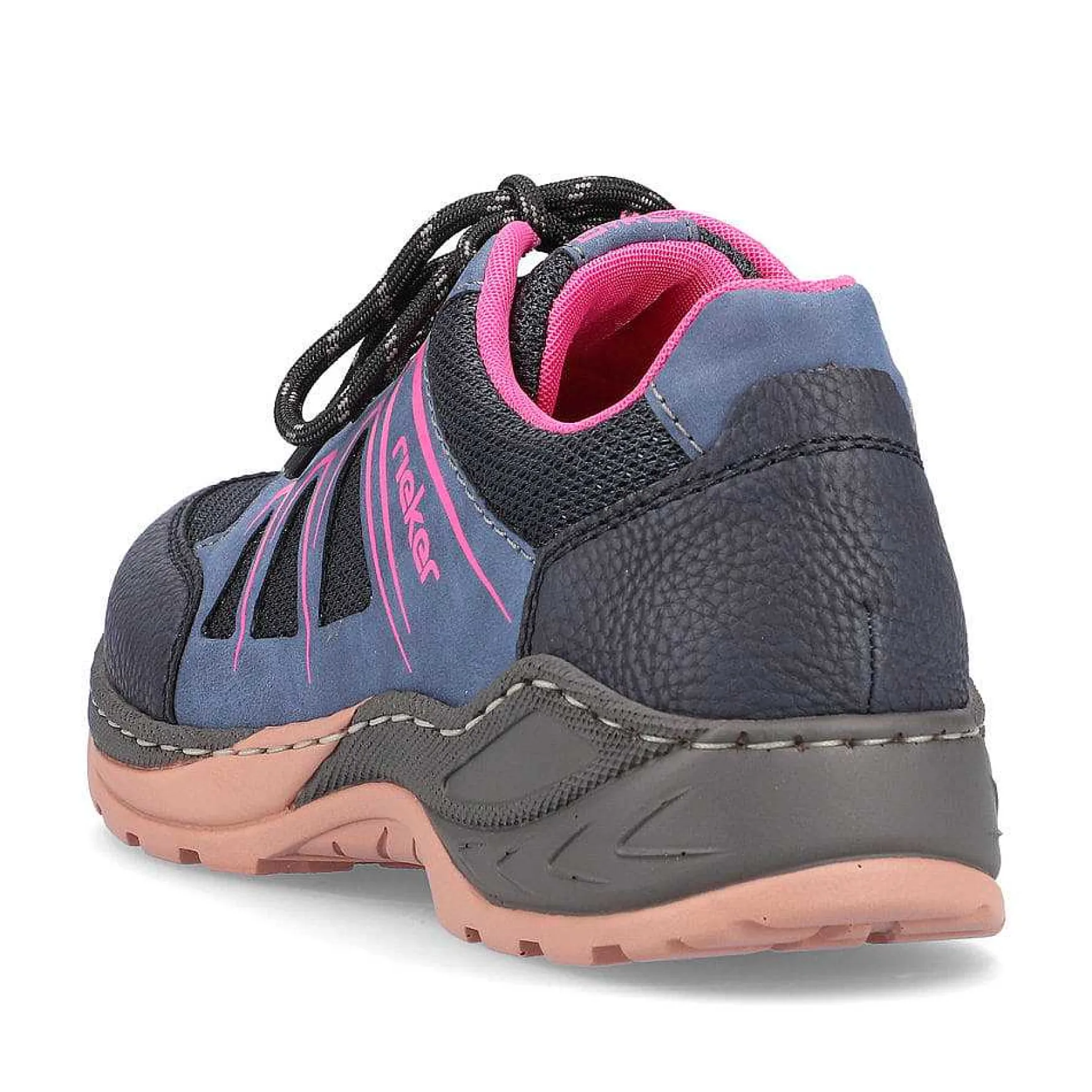 Rieker Women'S Lace-Up Shoes Navy Blue-Raspberry Red