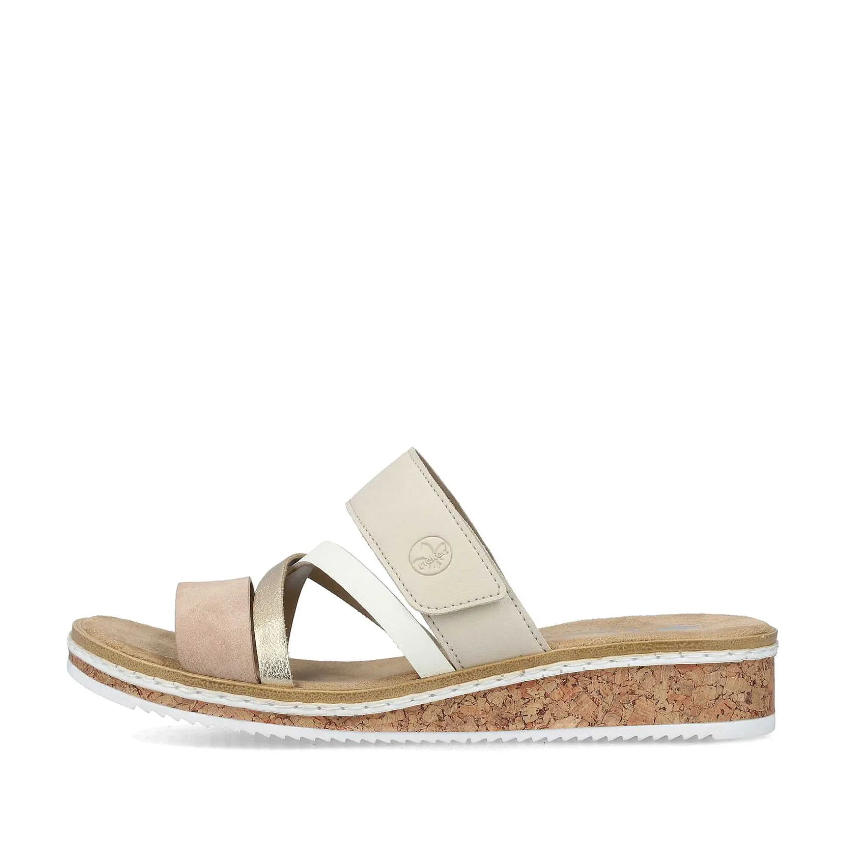 Rieker Women'S Mules Beige-Metallic-Rose