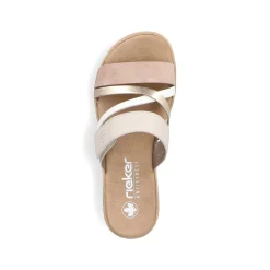 Rieker Women'S Mules Beige-Metallic-Rose