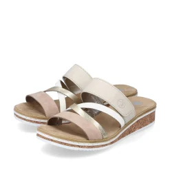 Rieker Women'S Mules Beige-Metallic-Rose