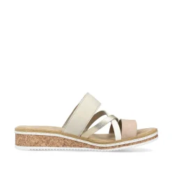 Rieker Women'S Mules Beige-Metallic-Rose
