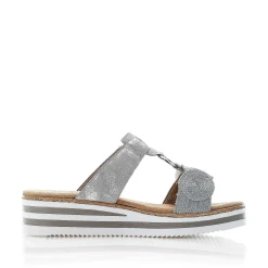 Rieker Women'S Mules Silver Gray
