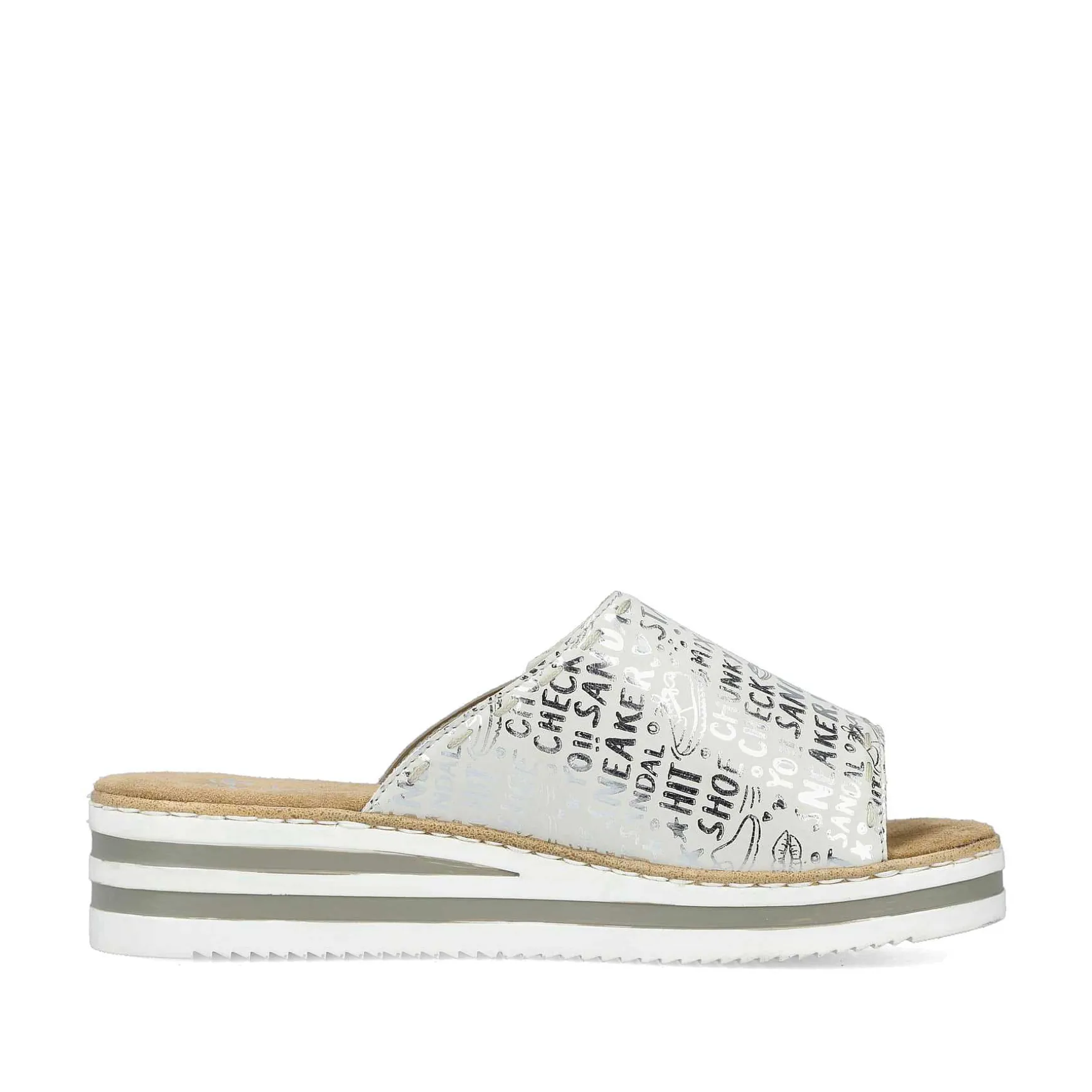 Rieker Women'S Mules Silver Metallic