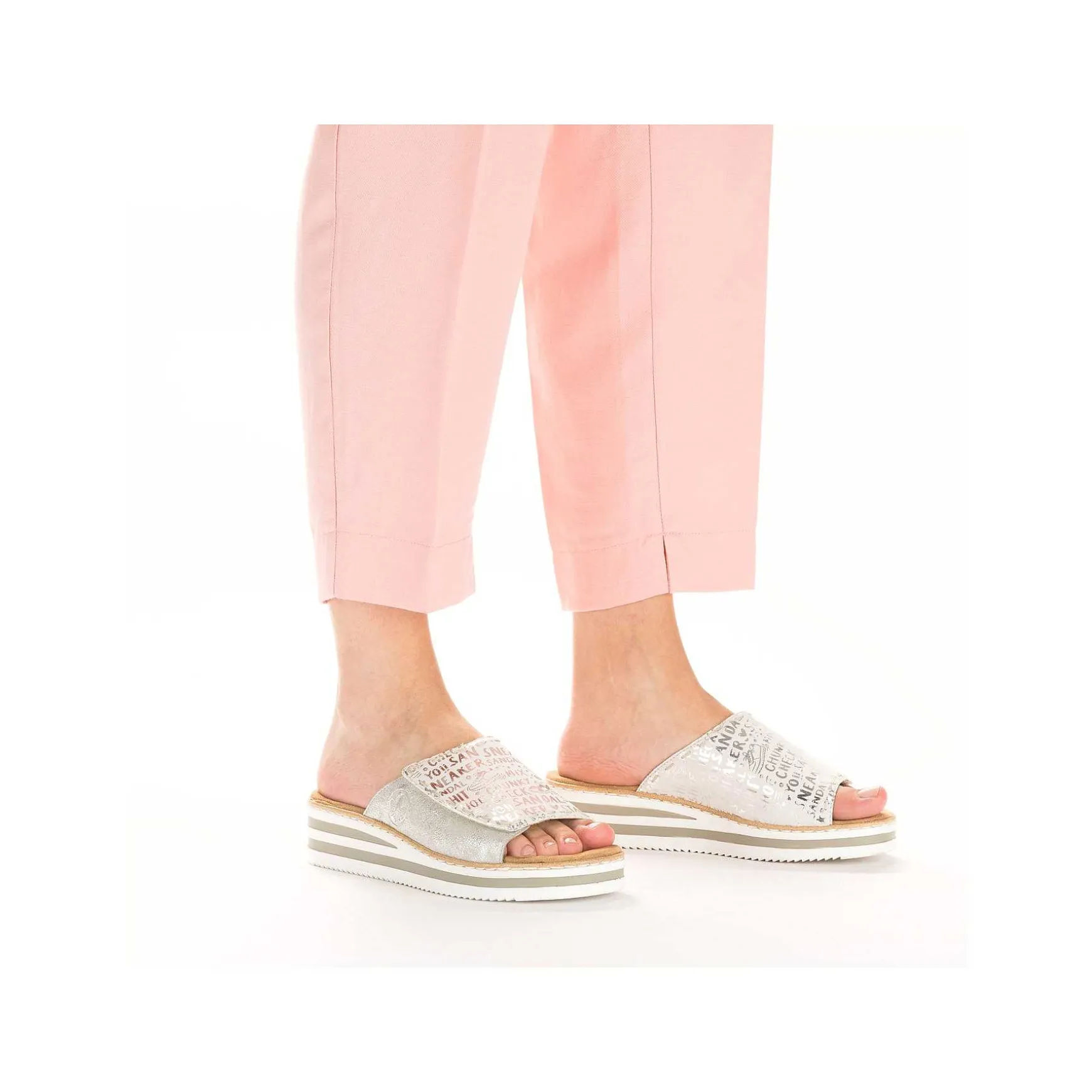 Rieker Women'S Mules Silver Metallic