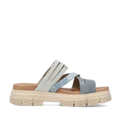Rieker Women'S Mules Slate Blue-Dust Gray