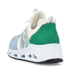 Rieker Women'S Slippers Baby Blue-Cream White