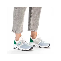 Rieker Women'S Slippers Baby Blue-Cream White