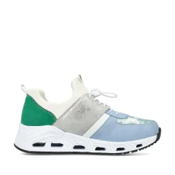 Rieker Women'S Slippers Baby Blue-Cream White