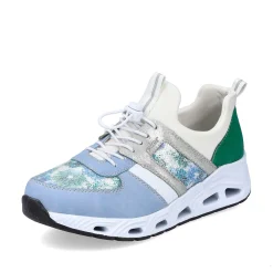 Rieker Women'S Slippers Baby Blue-Cream White