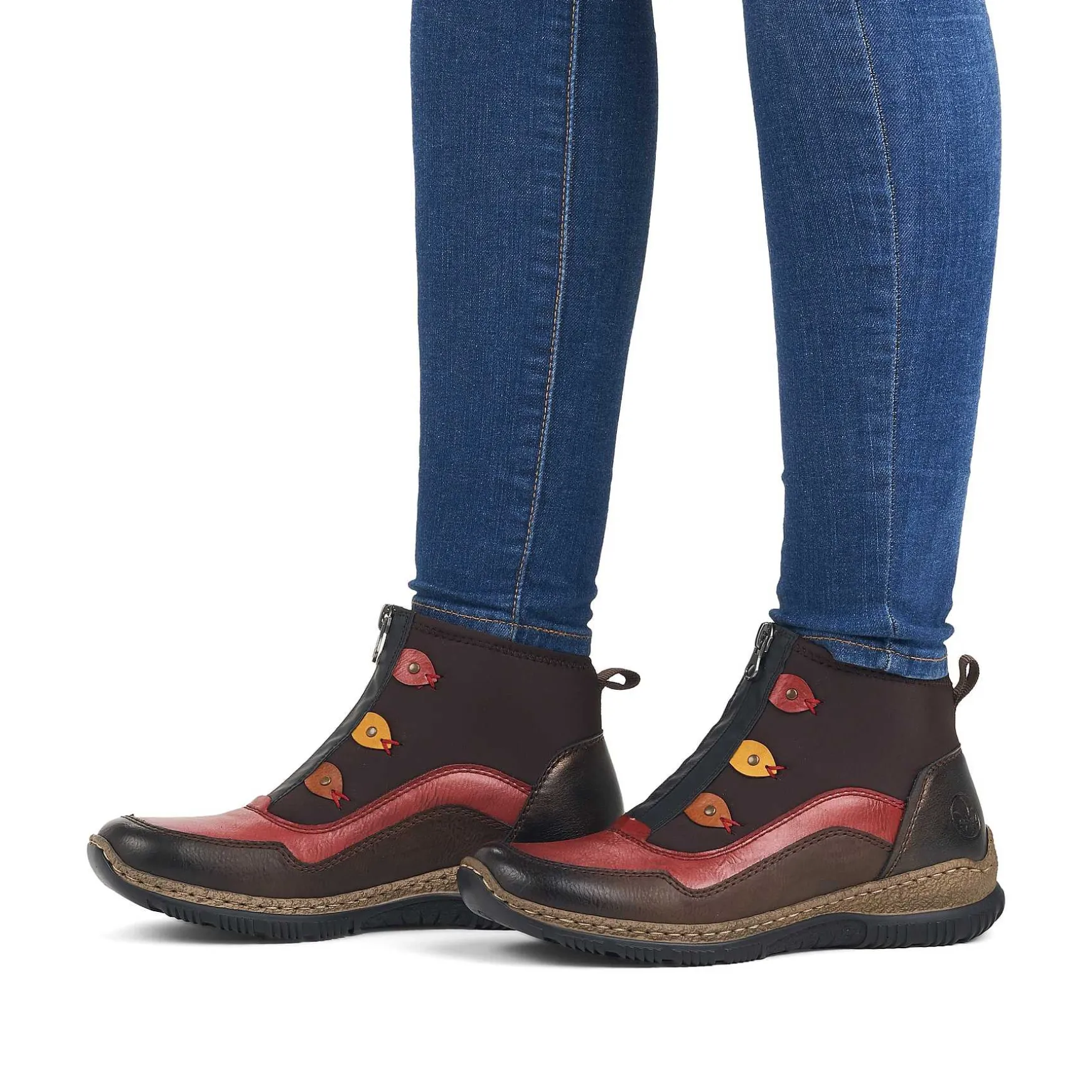 Rieker Women'S Slippers Black And Wine Red