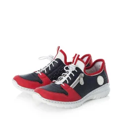 Rieker Women'S Slippers Navy Blue-Fire Red