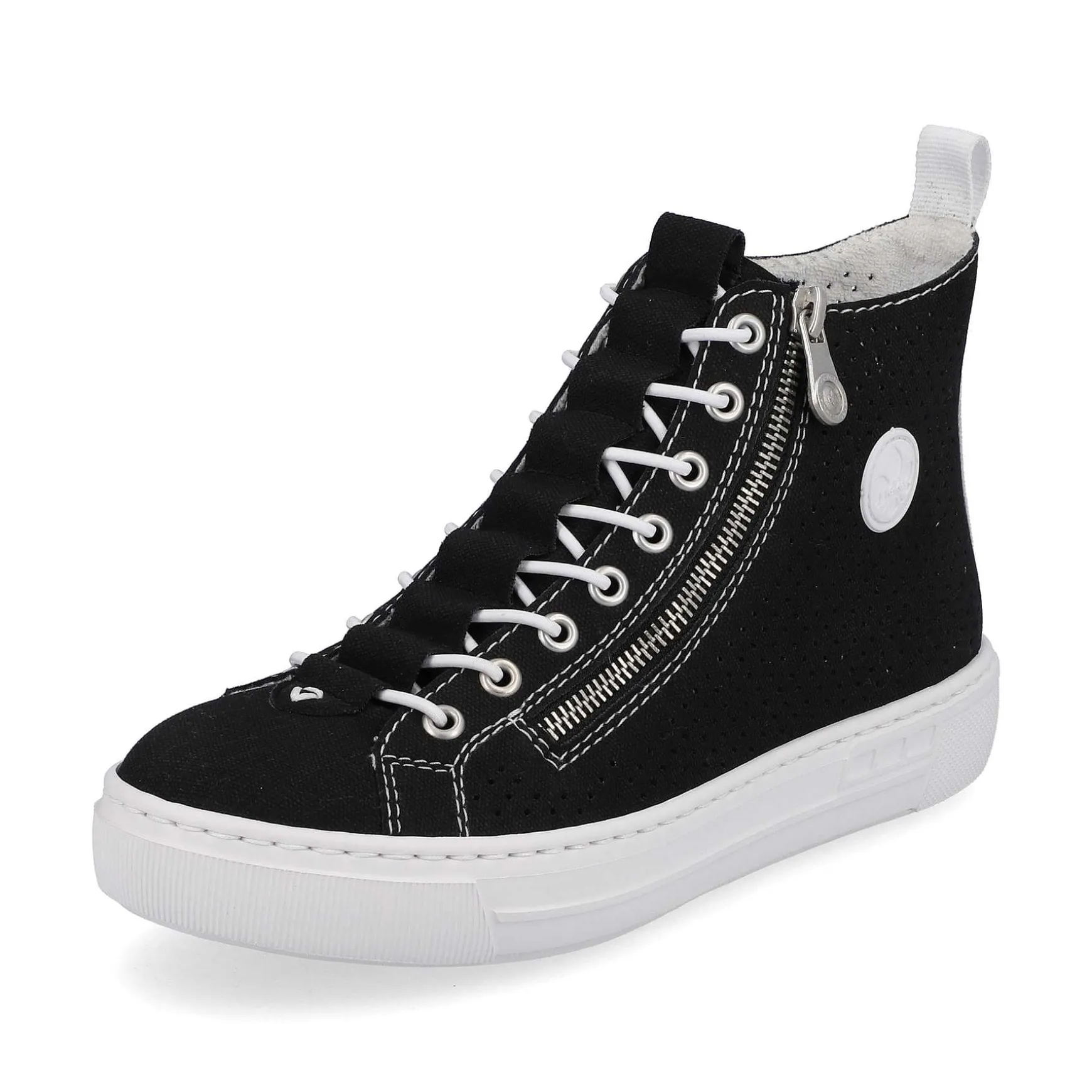Rieker Women'S Sneaker High Night Black-Crystal White