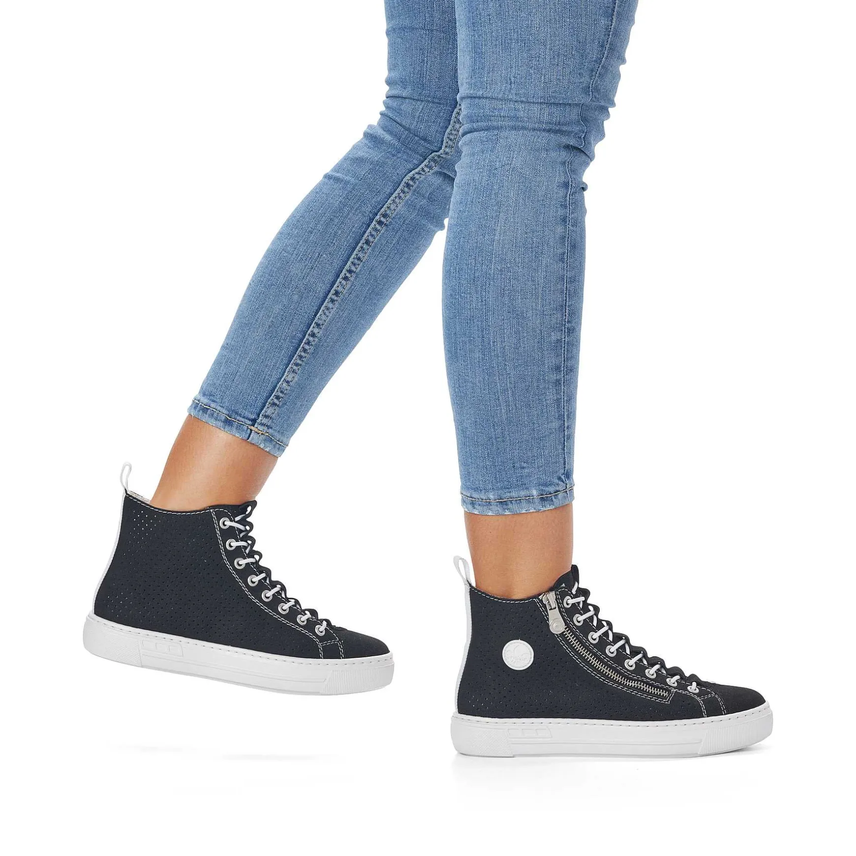 Rieker Women'S Sneaker High Night Black-Crystal White