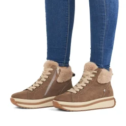 Rieker Women'S Sneaker High Caramel-Brown Cream-Beige