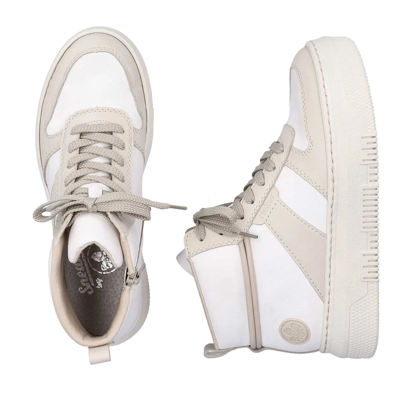 Rieker Women'S Sneaker High Swan White Beige