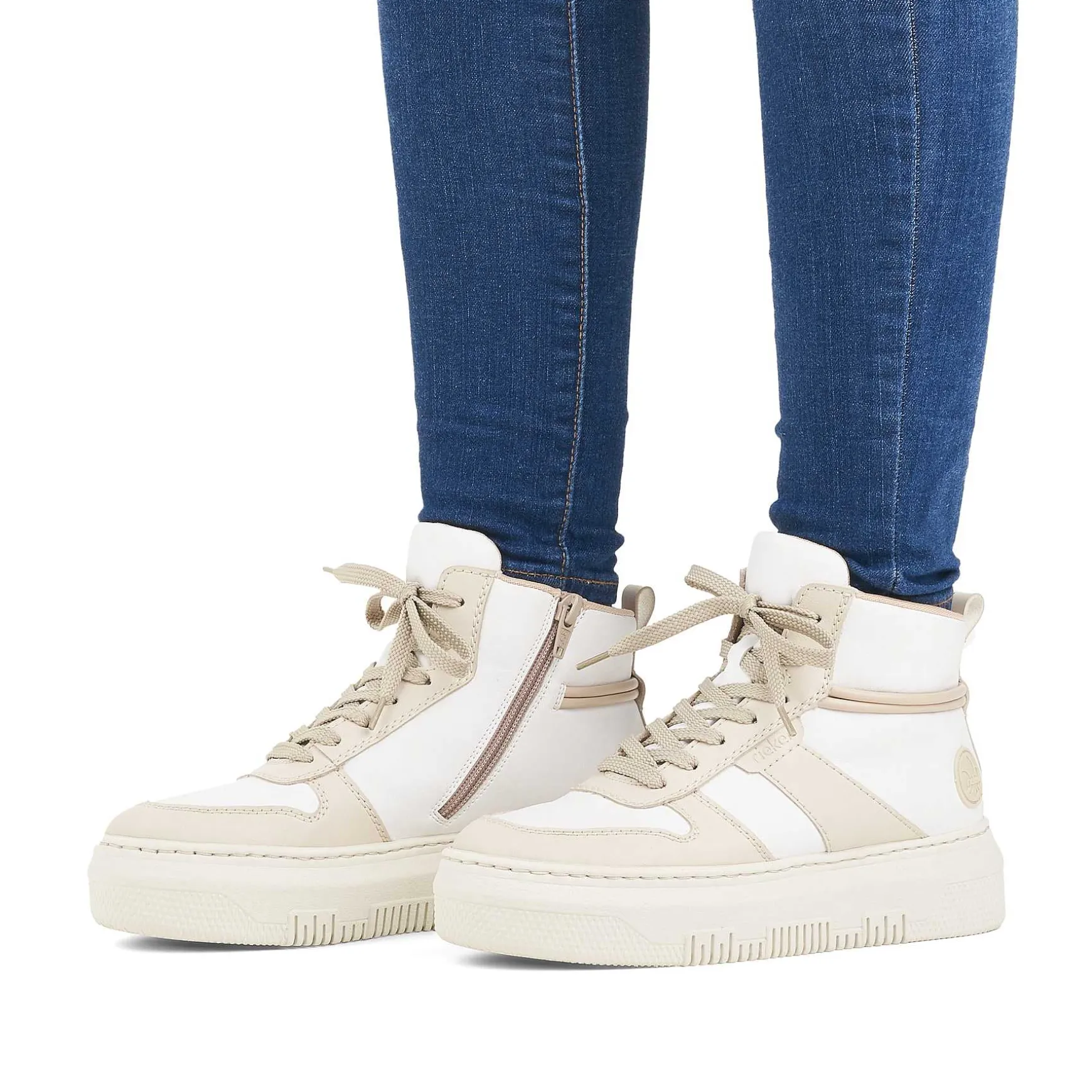 Rieker Women'S Sneaker High Swan White Beige