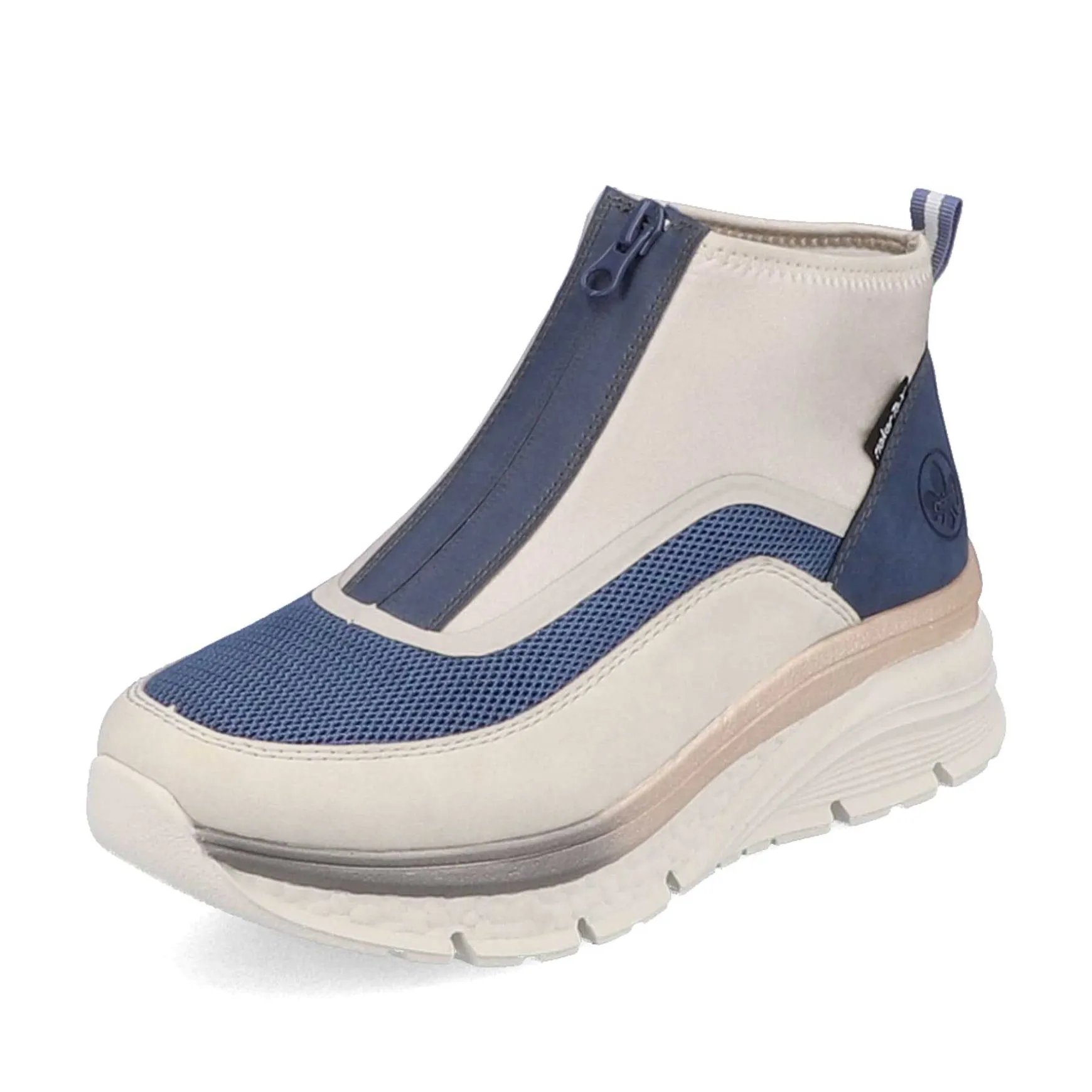 Rieker Women'S Sneaker High Light Beige-Denim Blue