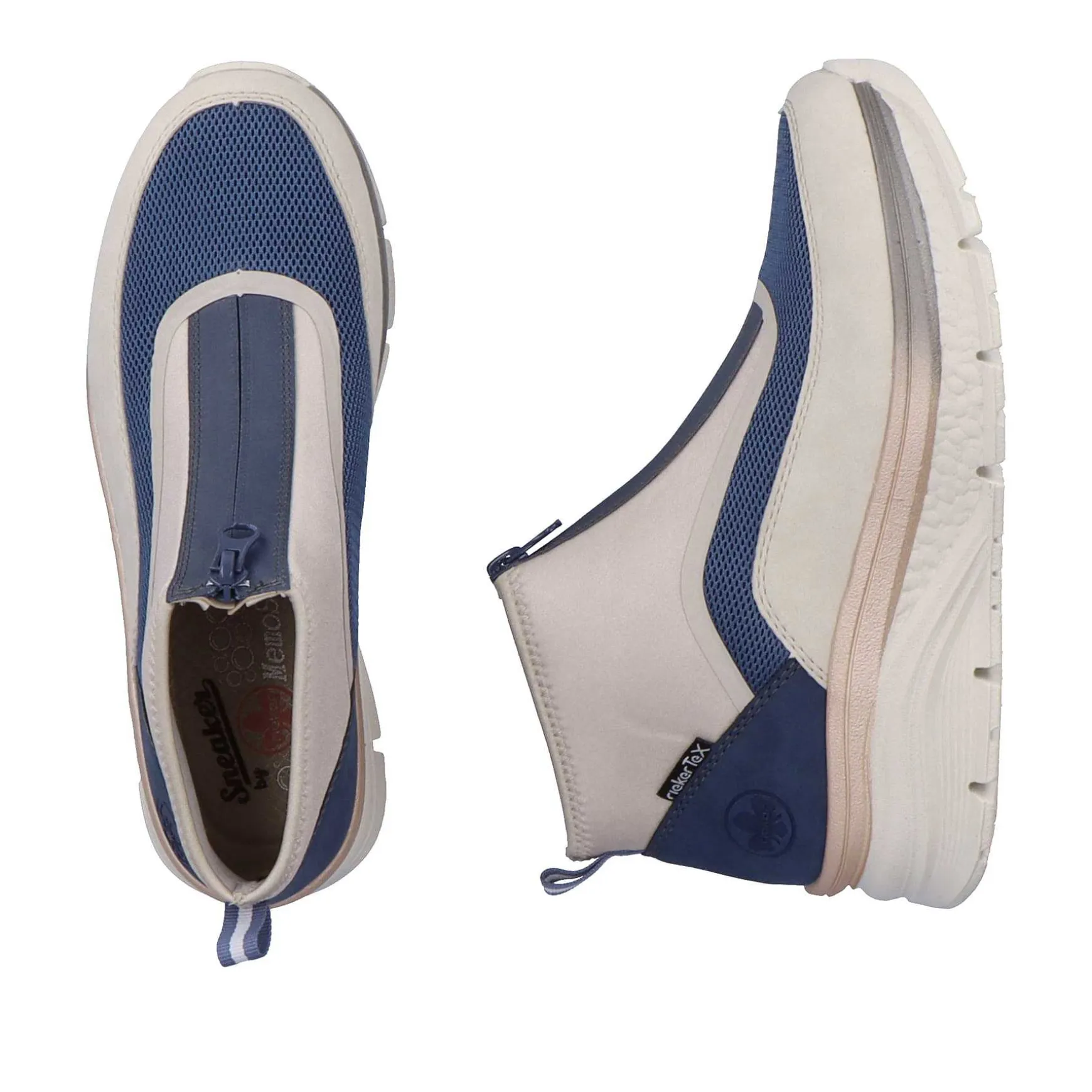 Rieker Women'S Sneaker High Light Beige-Denim Blue