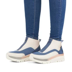 Rieker Women'S Sneaker High Light Beige-Denim Blue
