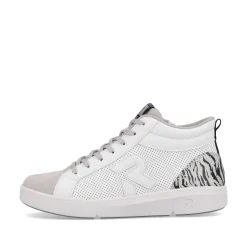 Rieker Women'S Sneaker High Swan-White Arctic-Grey Zebra