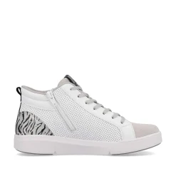 Rieker Women'S Sneaker High Swan-White Arctic-Grey Zebra
