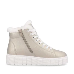 Rieker Women'S Sneaker High Glitter Gold Frost White