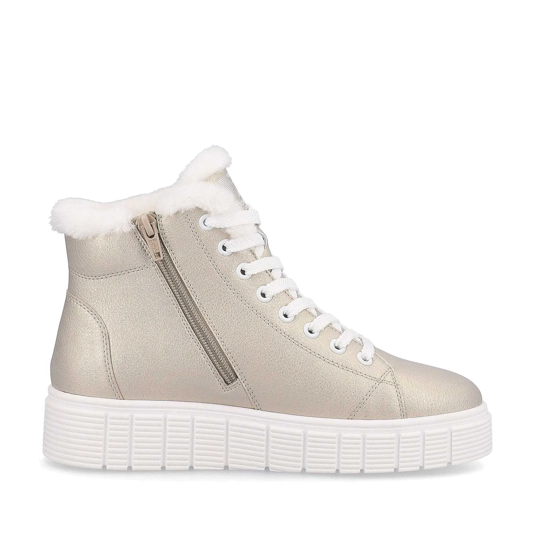 Rieker Women'S Sneaker High Glitter Gold Frost White