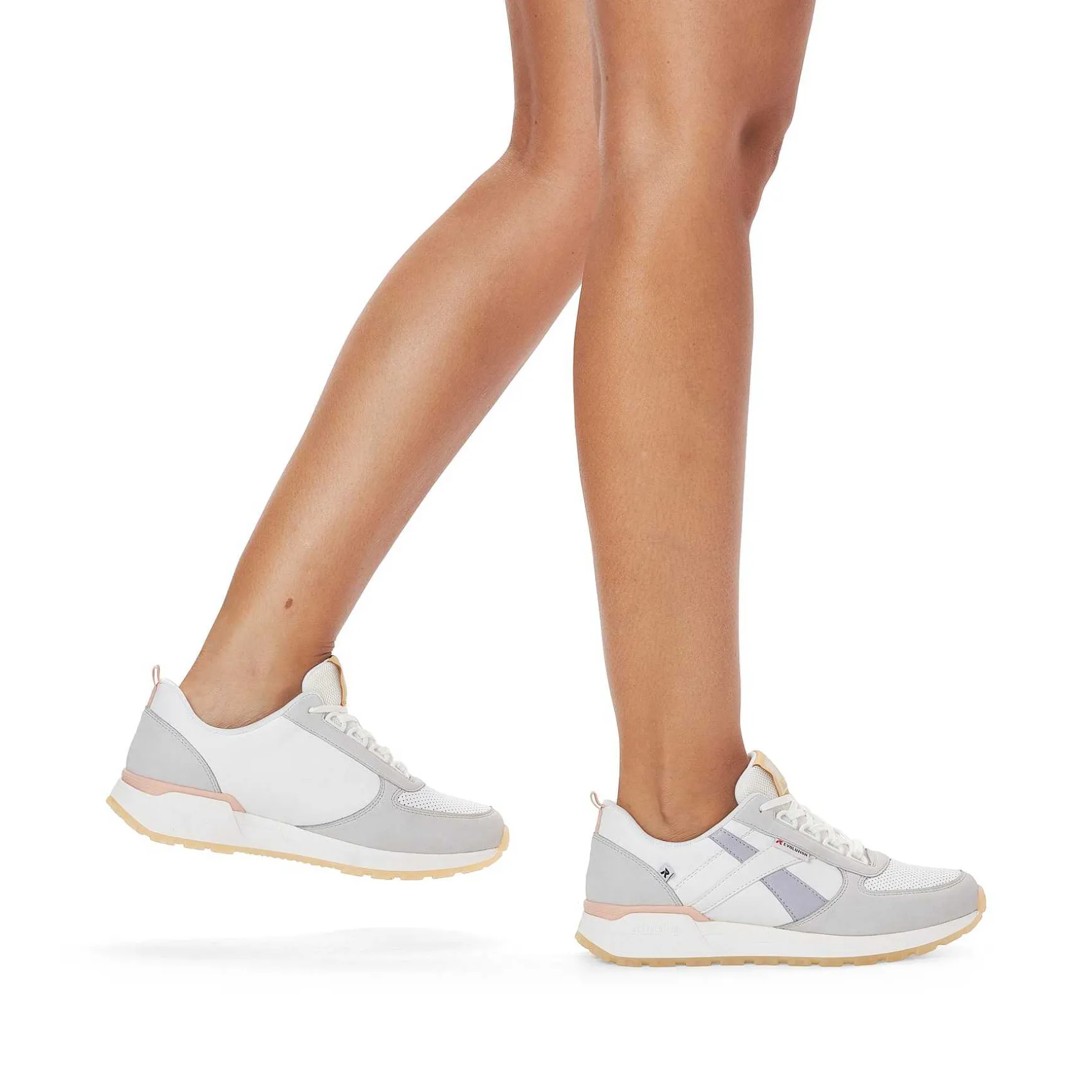 Rieker Women'S Sneaker Low Swan-White Clay-Beige Pastel