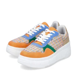 Rieker Women'S Sneaker Low Multi-Orange-Emerald Green