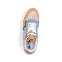 Rieker Women'S Sneaker Low Multi-Orange-Emerald Green