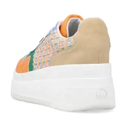 Rieker Women'S Sneaker Low Multi-Orange-Emerald Green