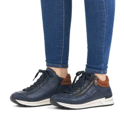 Rieker Women'S Sneaker Low Navy Blue-Brown