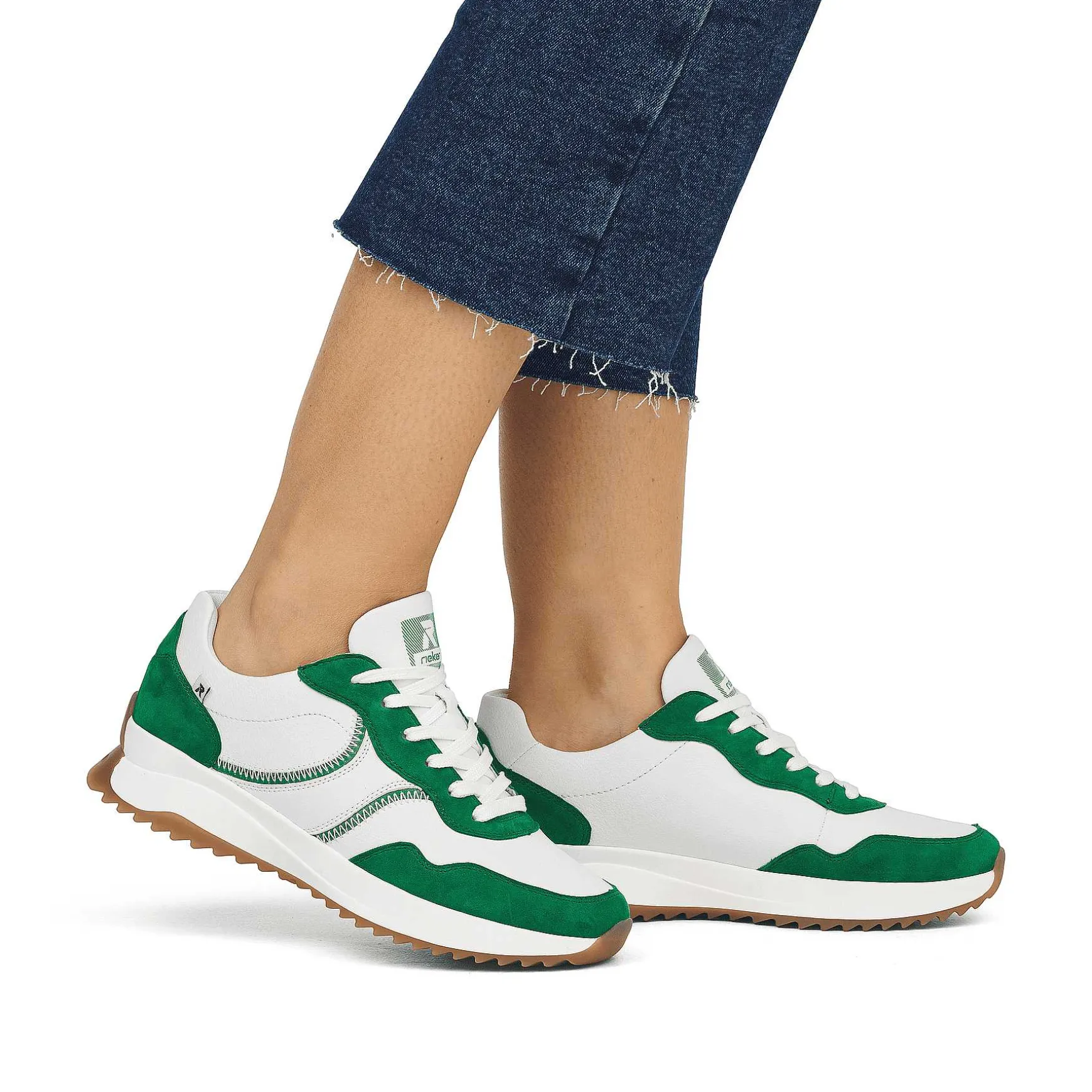 Rieker Women'S Sneaker Low Clear-White Emerald-Green
