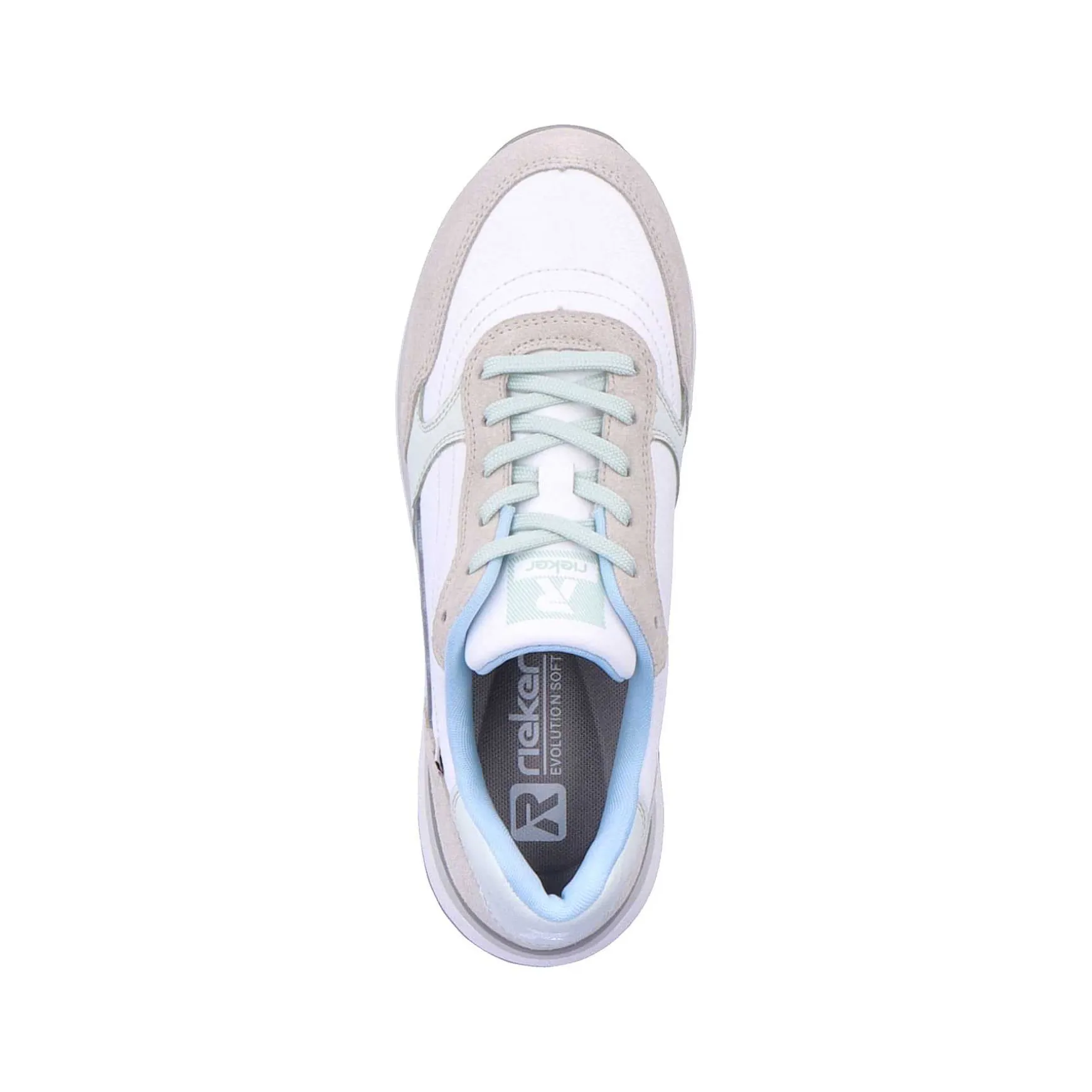 Rieker Women'S Sneaker Low Swan-White Clay-Beige Ice-Blue