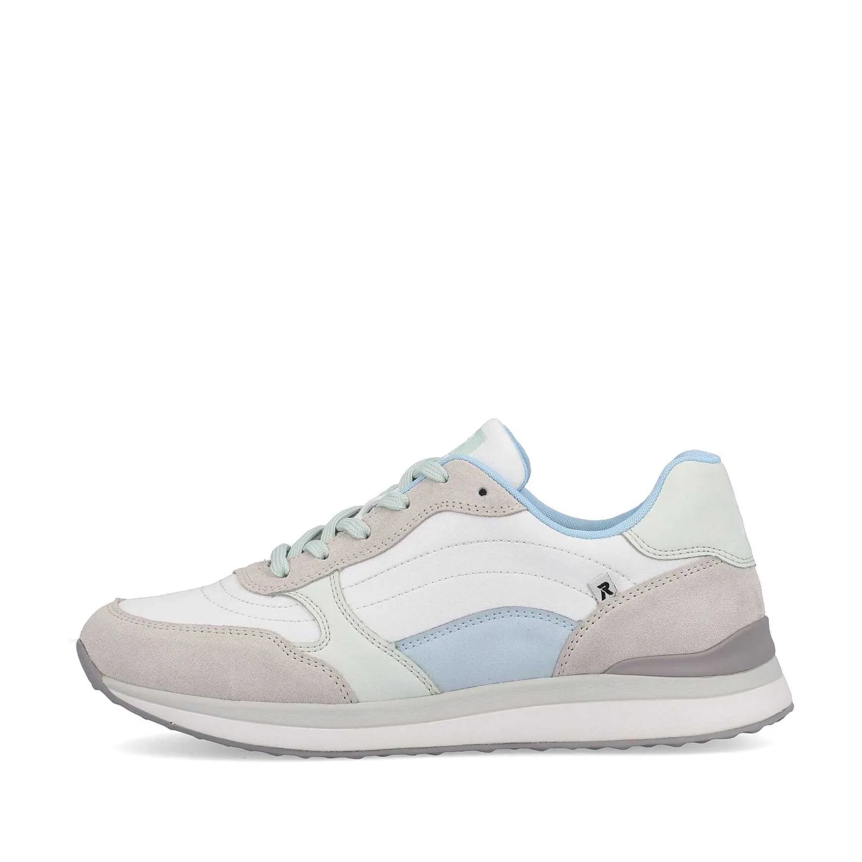 Rieker Women'S Sneaker Low Swan-White Clay-Beige Ice-Blue