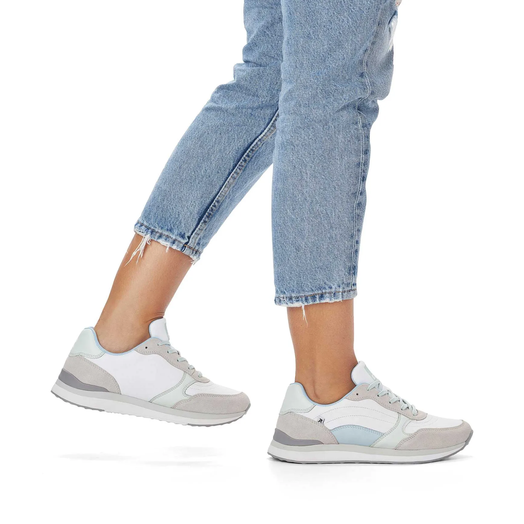 Rieker Women'S Sneaker Low Swan-White Clay-Beige Ice-Blue