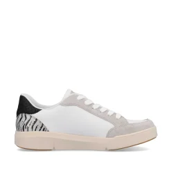 Rieker Women'S Sneaker Low Swan-White Arctic-Grey Zebra