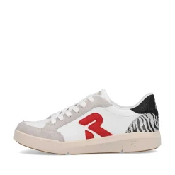 Rieker Women'S Sneaker Low Swan-White Arctic-Grey Zebra