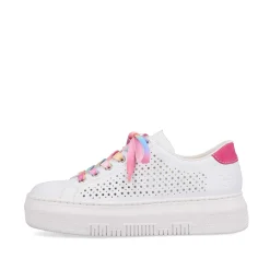 Rieker Women'S Sneaker Low Cream White-Flamigor Pink