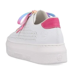 Rieker Women'S Sneaker Low Cream White-Flamigor Pink