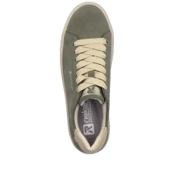 Rieker Women'S Sneaker Low Khaki-Green Cream-Beige
