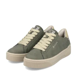 Rieker Women'S Sneaker Low Khaki-Green Cream-Beige