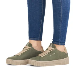 Rieker Women'S Sneaker Low Khaki-Green Cream-Beige