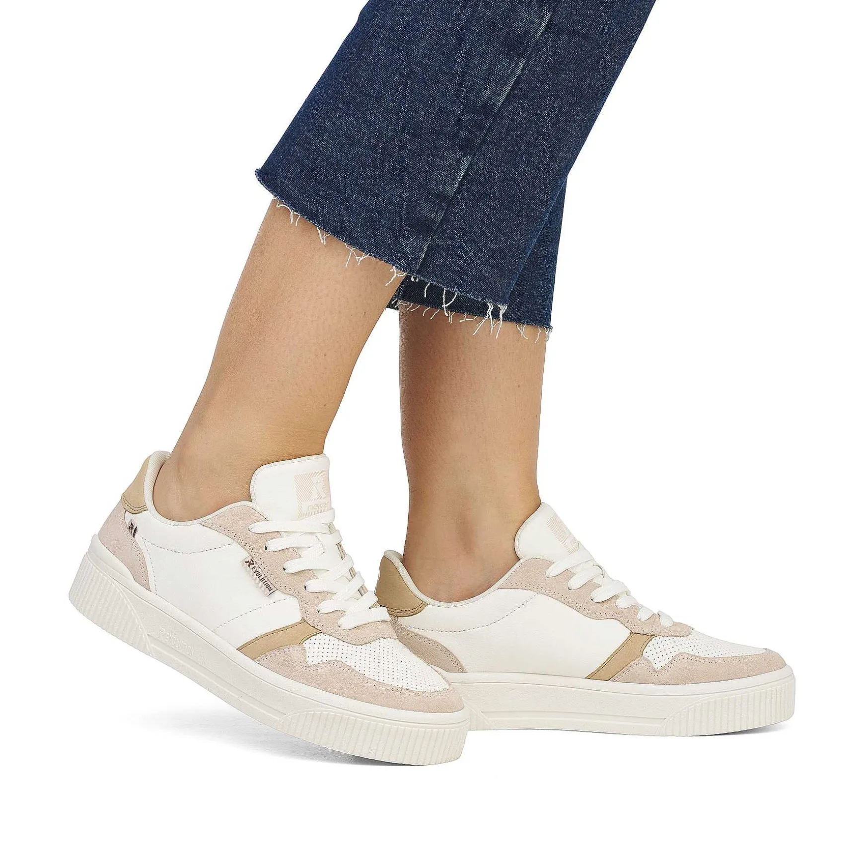 Rieker Women'S Sneaker Low Crystal-White Sand-Beige