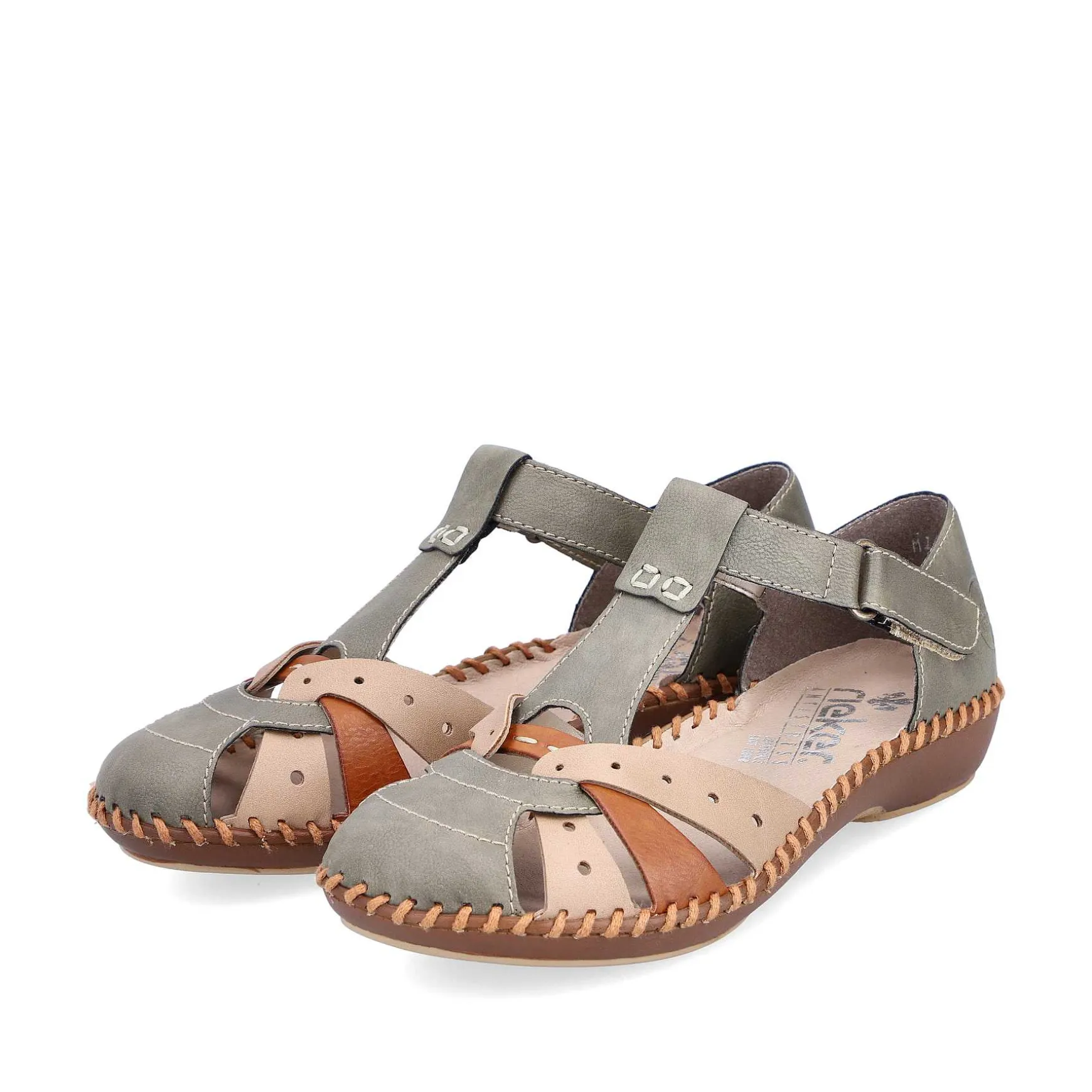 Rieker Women'S Strappy Sandals Mint Green-Beige